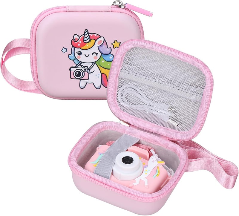 worfty Kids Camera Case Compatible with Goopow/Seckton/Masterbee/CIMELR/Desuccus/OUTUVAS/Dylanto/GKTZ Digital Video Camera Toys Camcorder Storage Holder Carrying-Pink Unicorn(Case Only) (Pink unicorn) - Image 1
